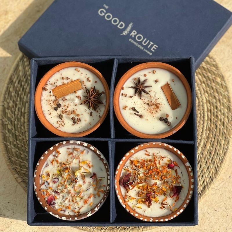 Buy Festive Set of 4 Soywax Candle Giftbox | Shop Verified Sustainable Gift Hampers on Brown Living™