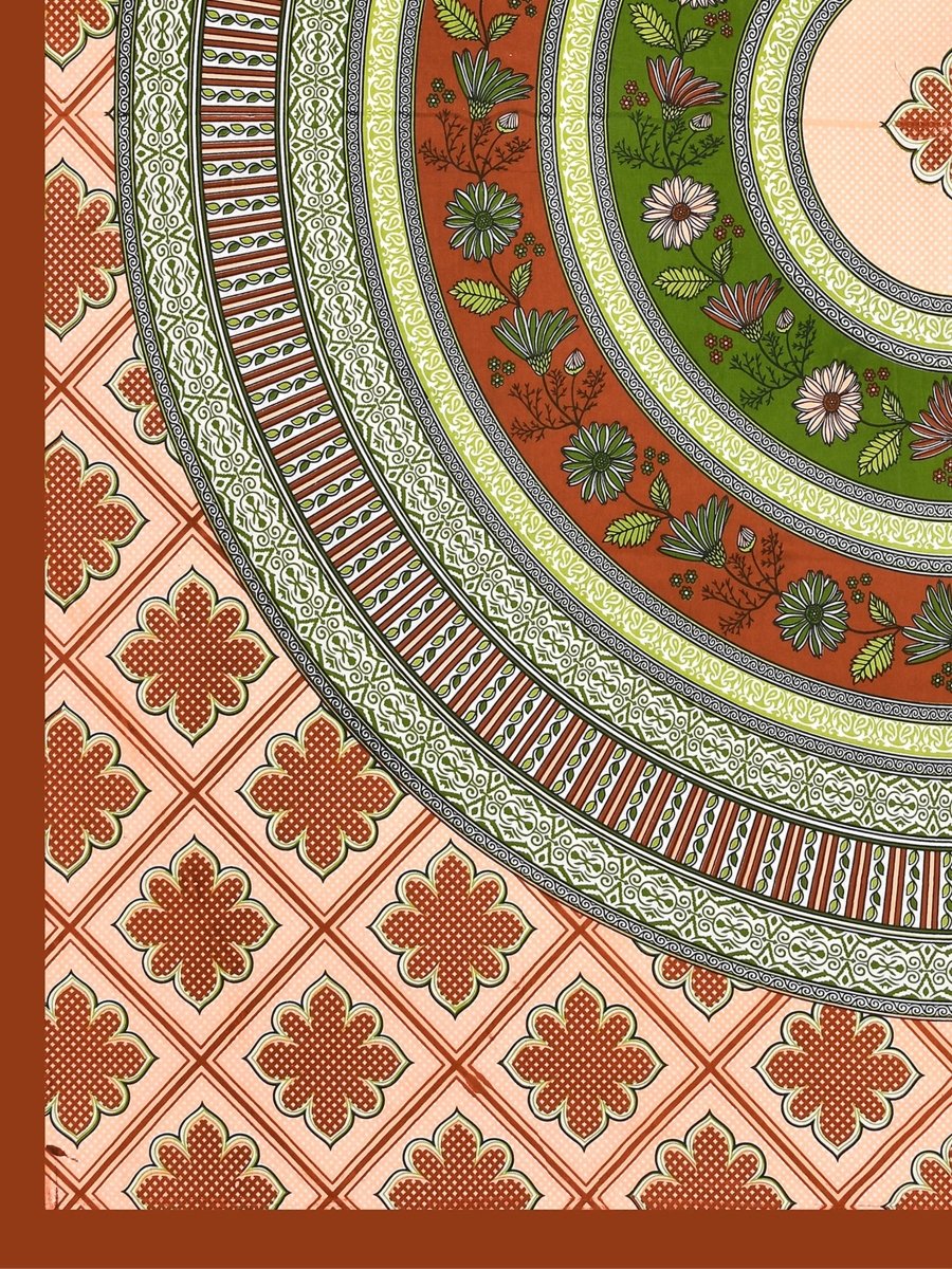 Floral Jaipuri Hand Printed Queen Size Cotton Multi Bedsheet with Pillow Covers | Verified Sustainable by Brown Living™