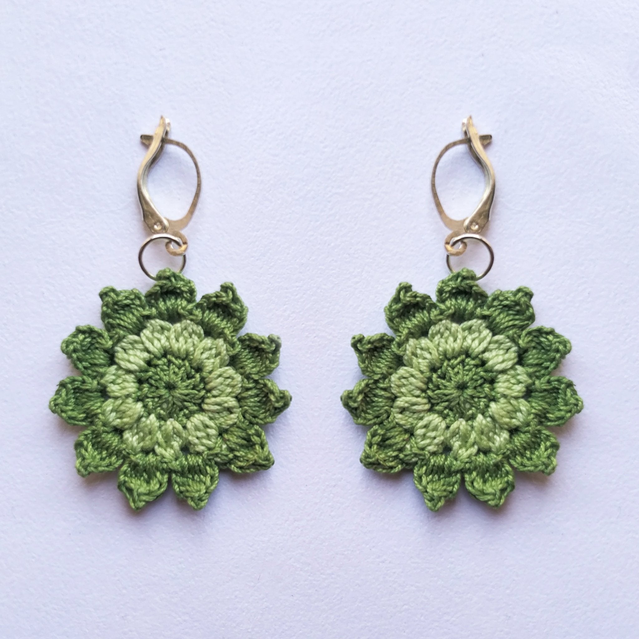 Floral Mandala Earrings - Green – Womens Earrings on Brown Living™. SKU: WT - FM - 02. Img 1.