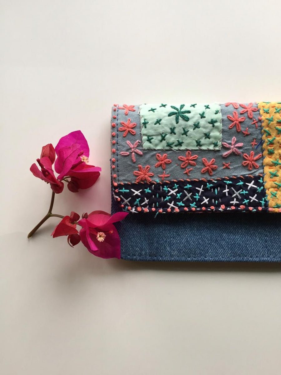 Flowery Crossways Sashiko Wallet – Womens Accessories on Brown Living™. SKU: UMW - SASHI - W - 01 (b). Img 2.