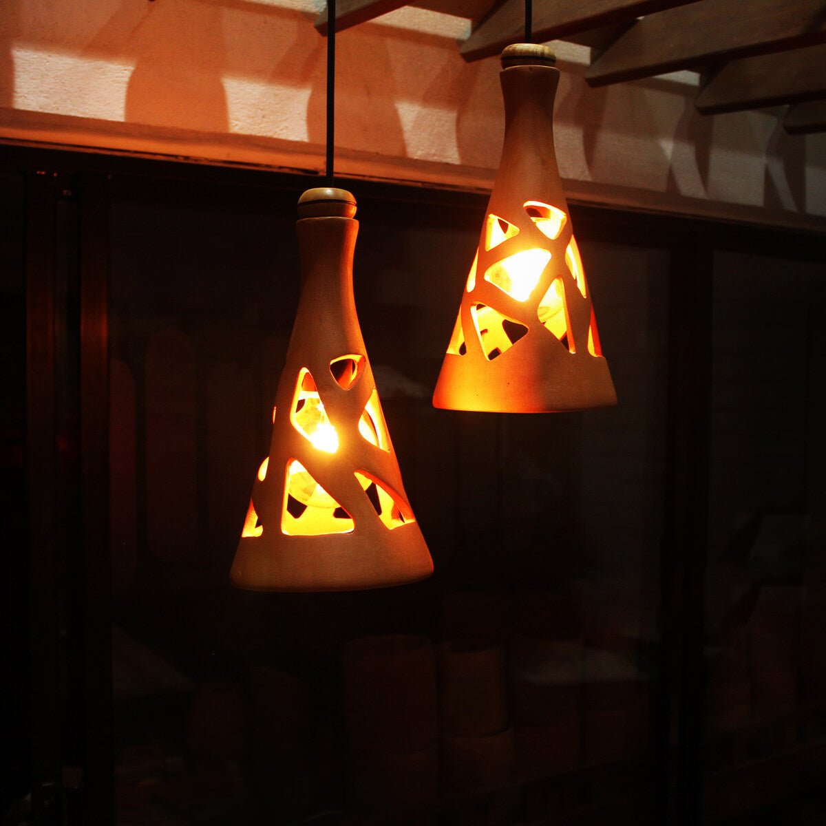 Fun XL3 Handmade Terracotta Ceiling Light - MATRIX Design | Verified Sustainable by Brown Living™