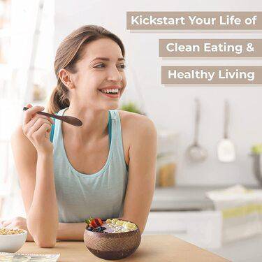 Geometric Jumbo 900 ml Coconut Bowl with Spoon and Fork Brown – Serving Set on Brown Living™. SKU: 173 - 13763 - THENGA22. Img 5.