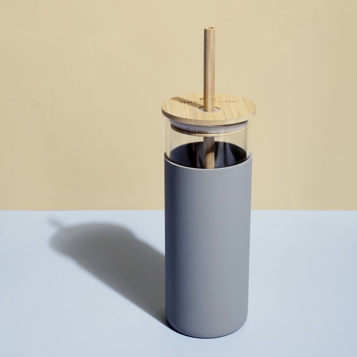 Glass Sipper With Bamboo Lid & Straw | Tumbler With Sleeve | Glass Water Bottle – Bottles & Sippers on Brown Living™. SKU: TBB - 95. Img 3.