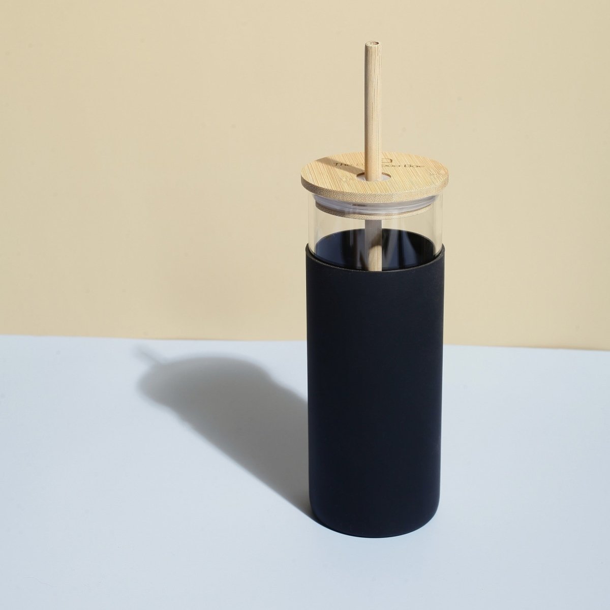 Glass Sipper With Bamboo Lid & Straw | Tumbler With Sleeve | Glass Water Bottle – Bottles & Sippers on Brown Living™. SKU: TBB - 96. Img 4.