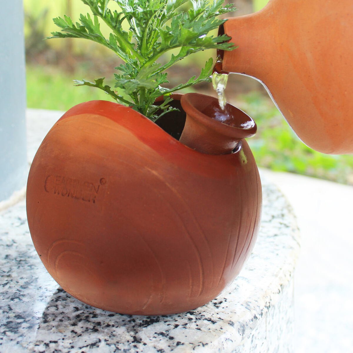 GLO (L) Terracotta Planter with Deep Root Watering System - Set of 2 – Pots & Planters on Brown Living™. SKU: PLT - GLO/DR/L2. Img 3.