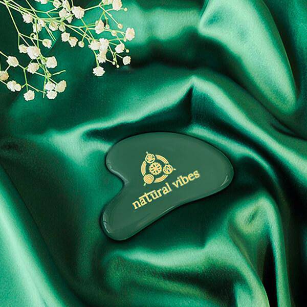 Glow Getter Gift Set - Jade Face Roller, Gua Sha, Nirvana Flower Oil – Massager by Natural Vibes available on Brown Living™. . SKU: 063 - 11074 - NV_gift_jade_toolcombo_oil. Img 8.