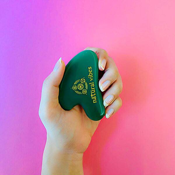 Glow Getter Gift Set - Jade Face Roller, Gua Sha, Nirvana Flower Oil – Massager by Natural Vibes available on Brown Living™. . SKU: 063 - 11074 - NV_gift_jade_toolcombo_oil. Img 10.