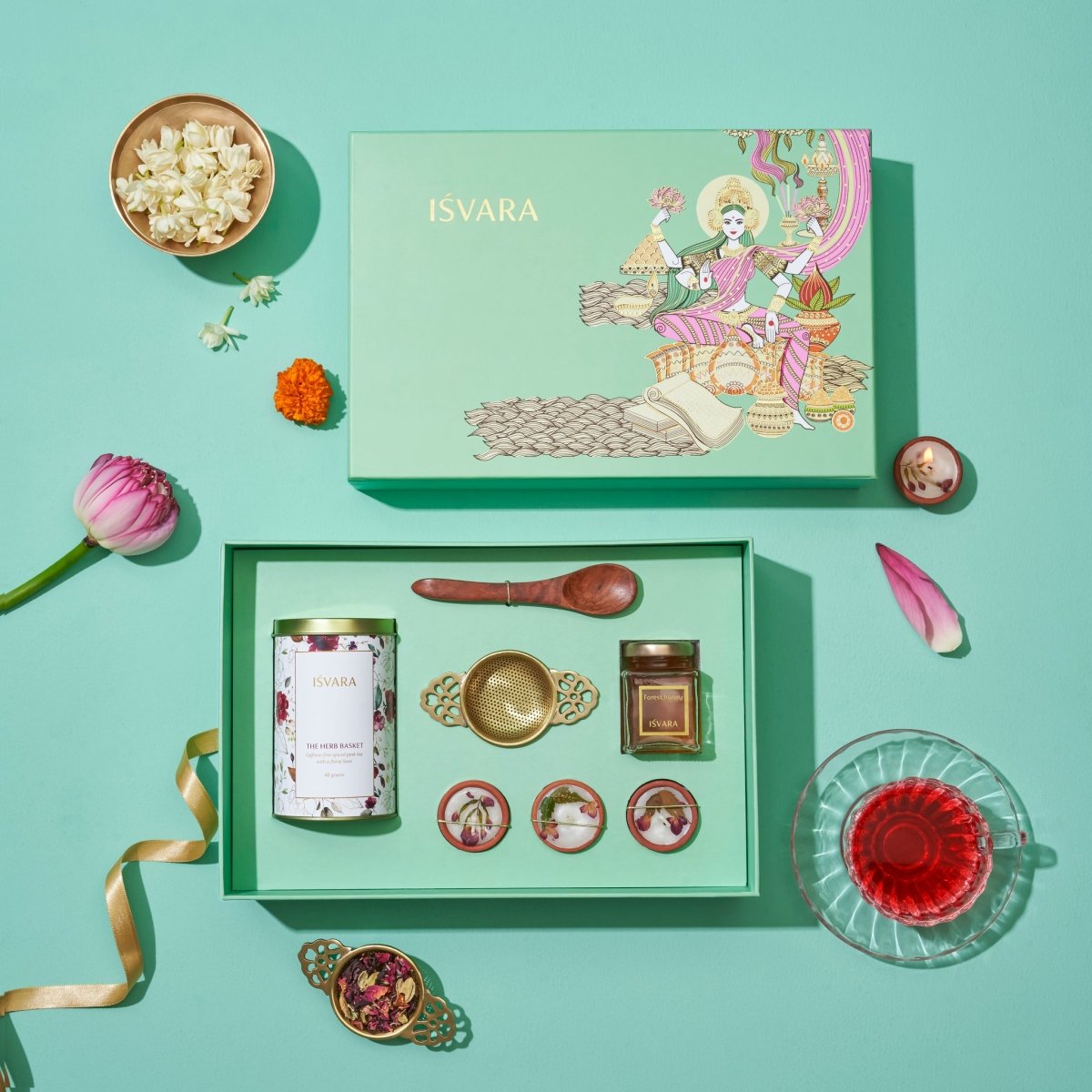 Goddess Lakshmi Diwali Tea Gift Set – Gift Giving on Brown Living™. SKU: GL11599. Img 1.