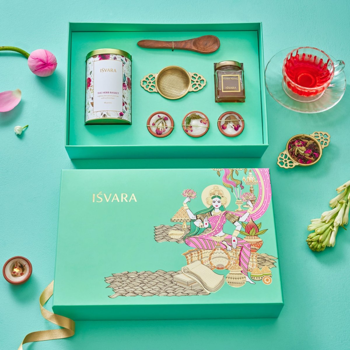 Goddess Lakshmi Diwali Tea Gift Set – Gift Giving on Brown Living™. SKU: GL11599. Img 3.