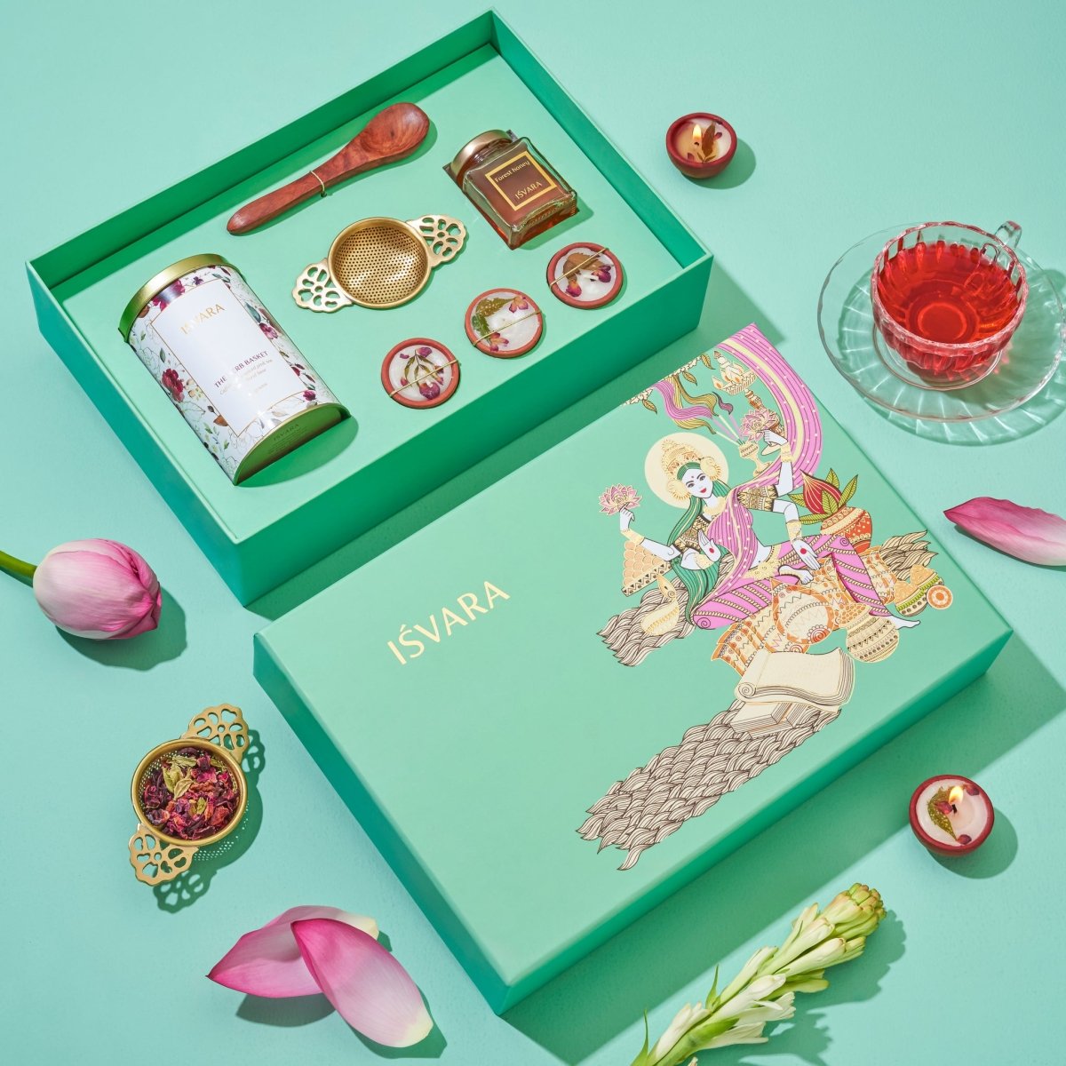 Goddess Lakshmi Diwali Tea Gift Set – Gift Giving on Brown Living™. SKU: GL11599. Img 2.