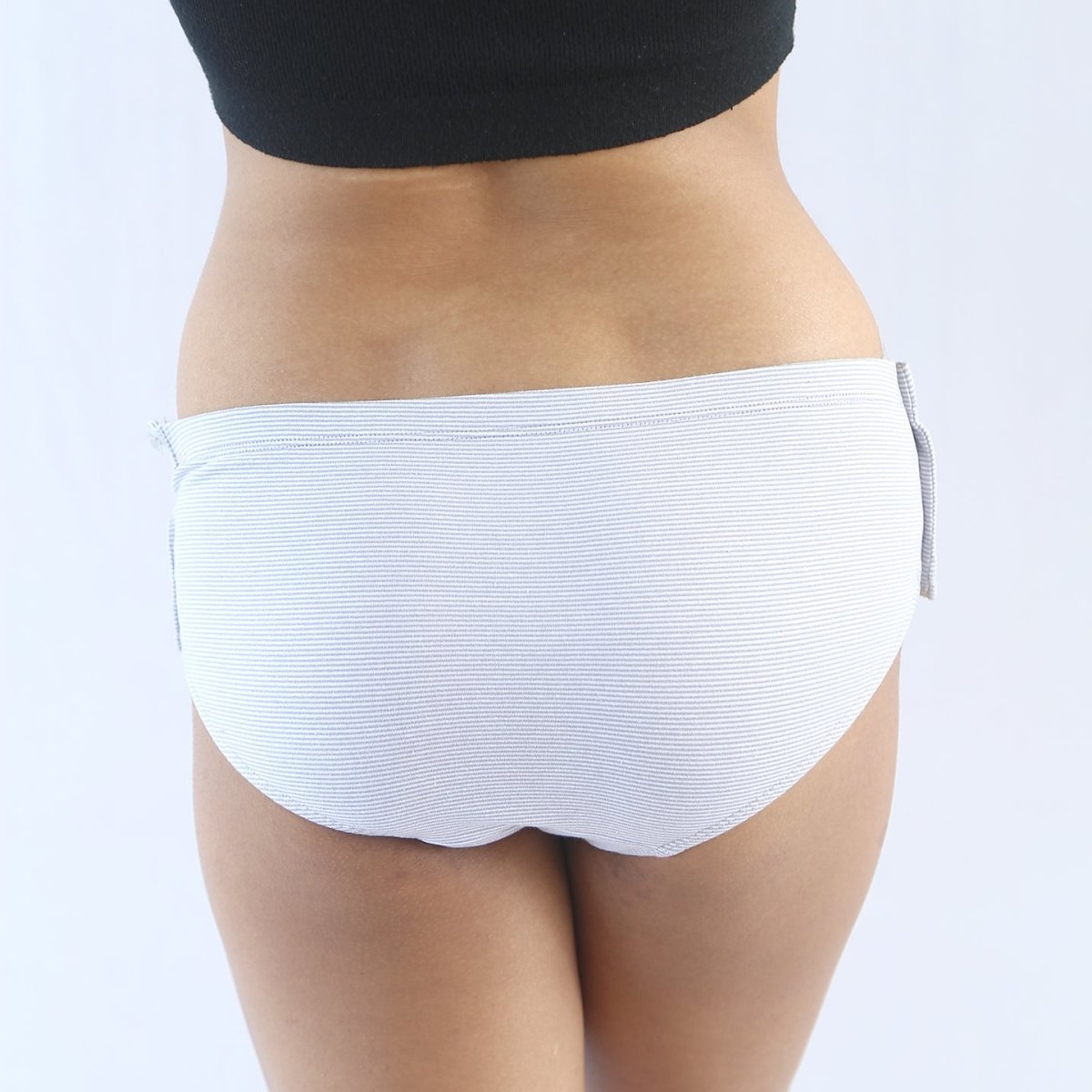 Grey Stripe Adaptive Hipster – Womens Underwear on Brown Living™. SKU: 009/ADP/GREY - WHITE/STRIPE_24BL10539. Img 2.