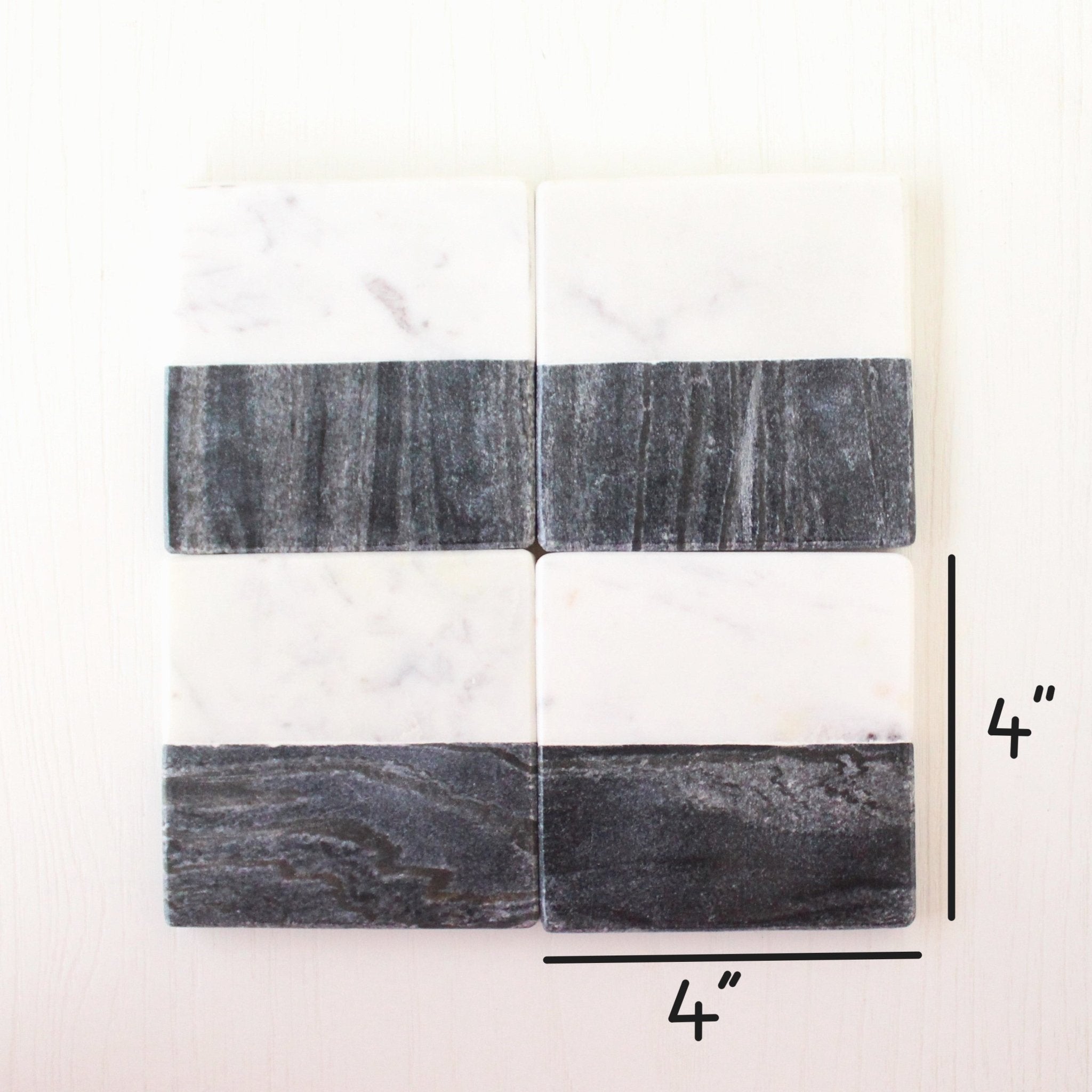 Half and Half Marble Coasters (Set of 4) – Table Decor on Brown Living™. SKU: TC0108. Img 4.