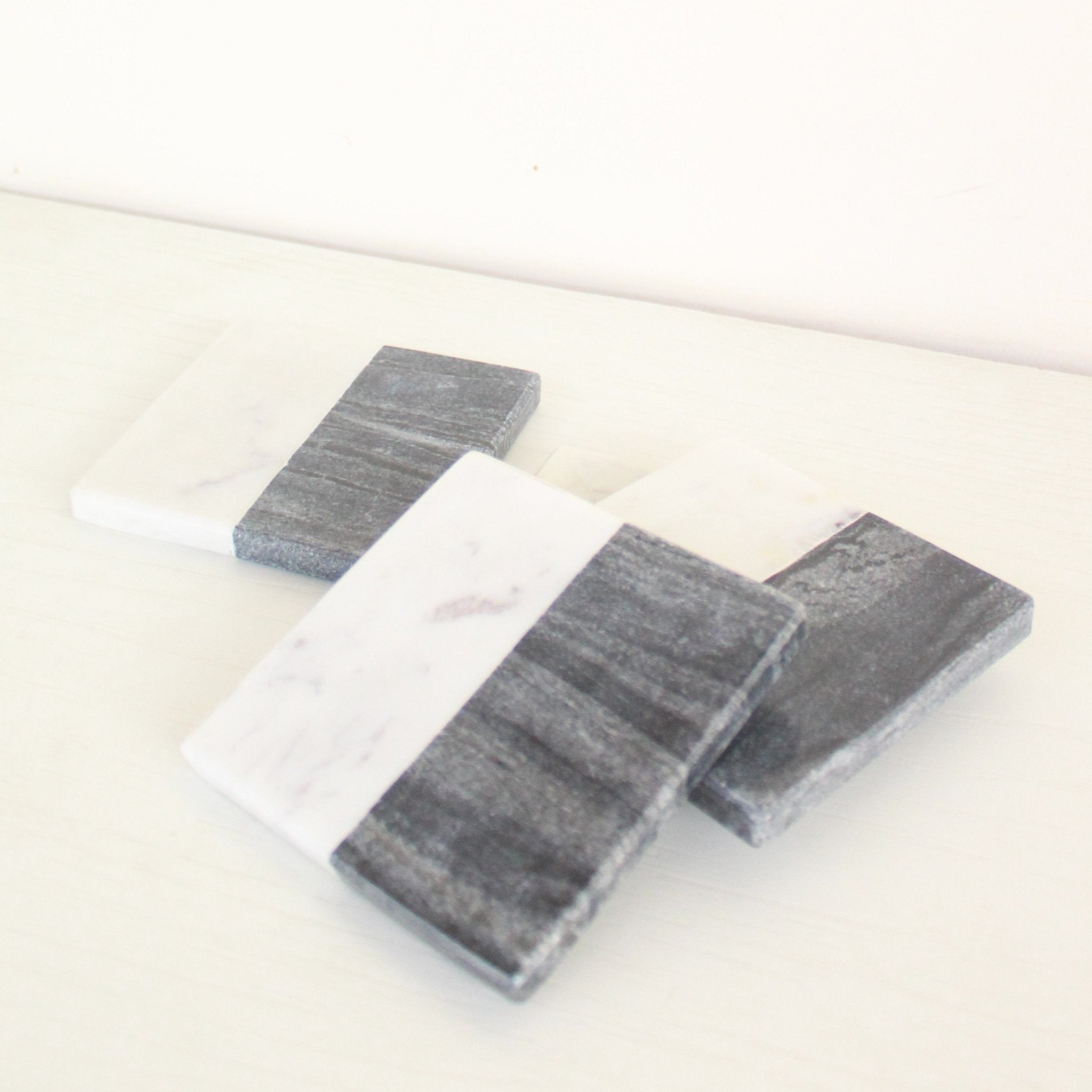 Half and Half Marble Coasters (Set of 4) – Table Decor on Brown Living™. SKU: TC0108. Img 2.