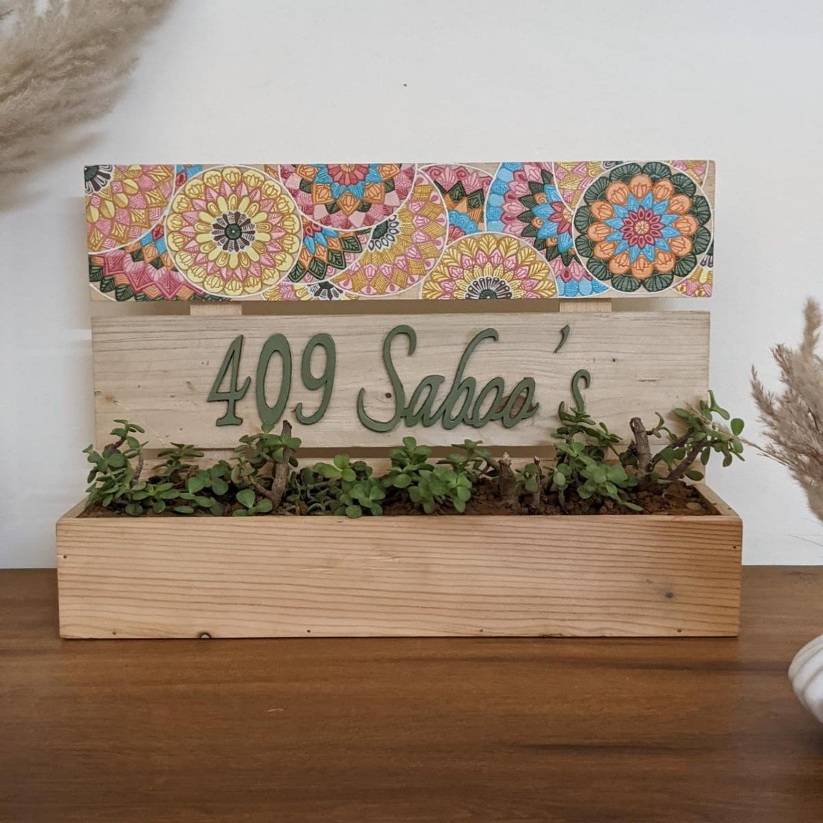 Hand Painted Nameplate With Planter | Verified Sustainable by Brown Living™