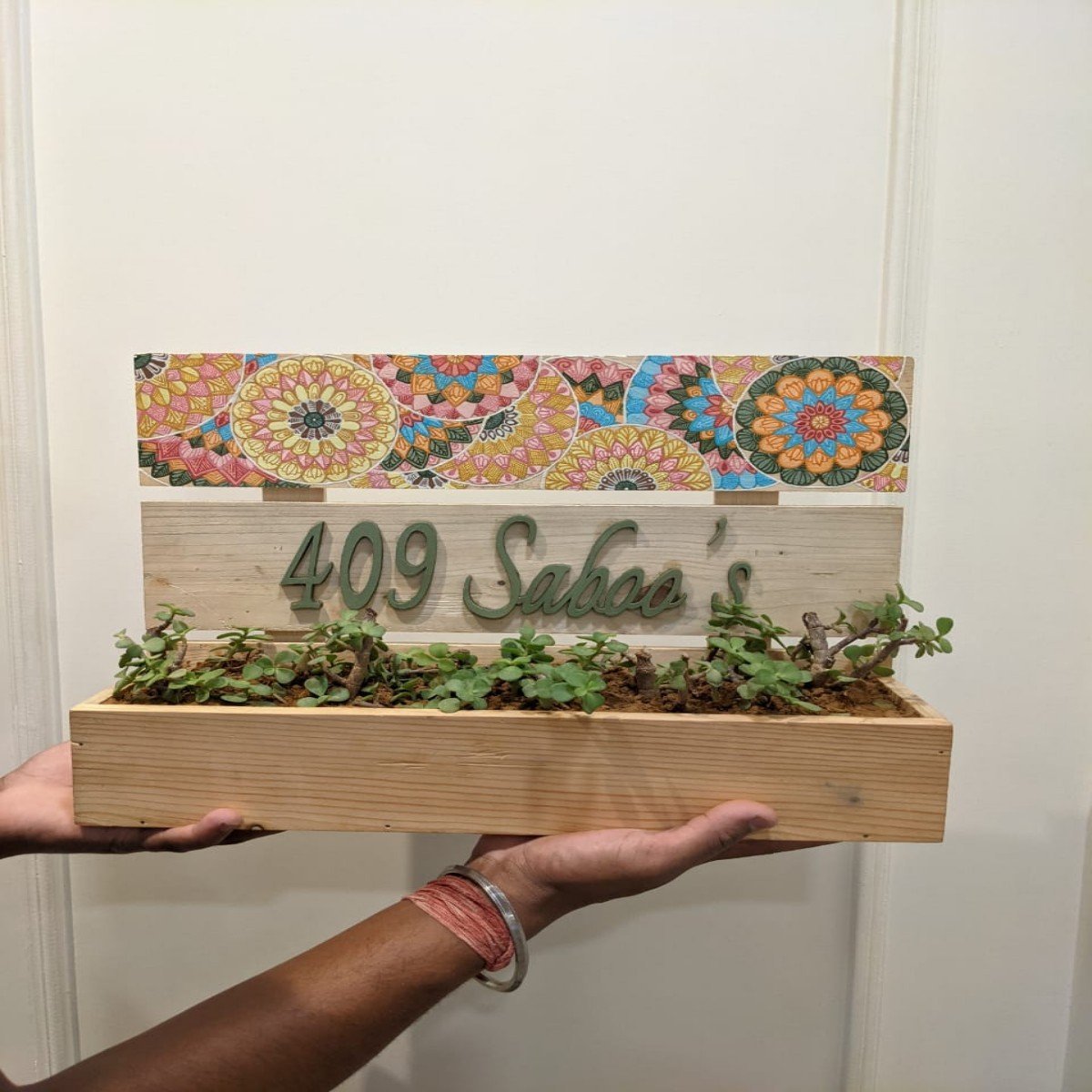 Hand Painted Nameplate With Planter | Verified Sustainable by Brown Living™
