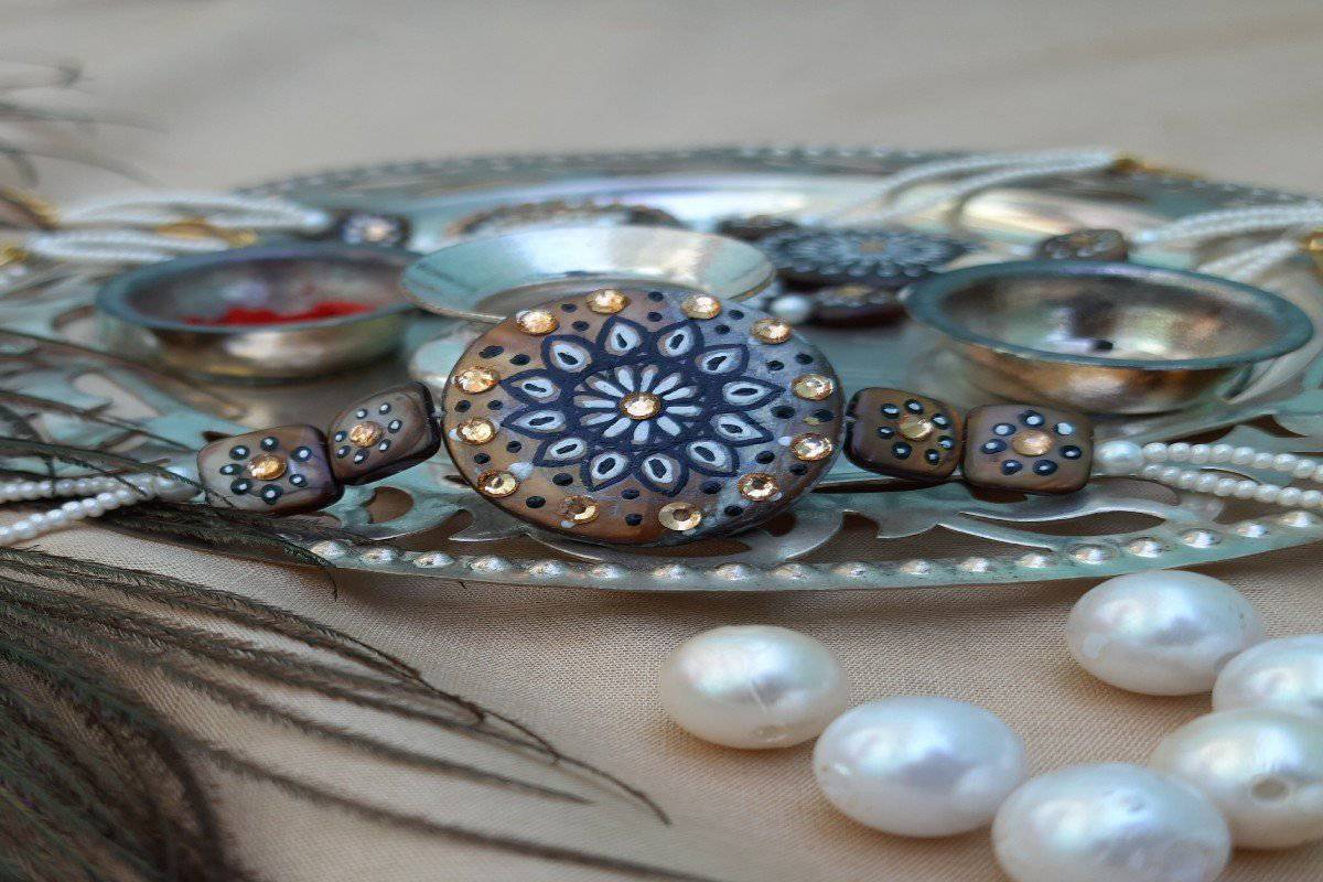 Hand painted pearl shell rakhi | Verified Sustainable by Brown Living™