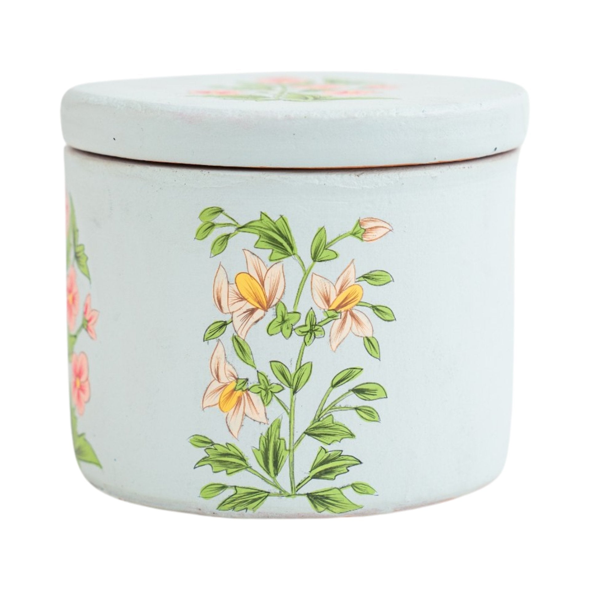 Hand Painted Terracotta Candle With Lid – Candles & Fragrances on Brown Living™. SKU: CN093J. Img 2.