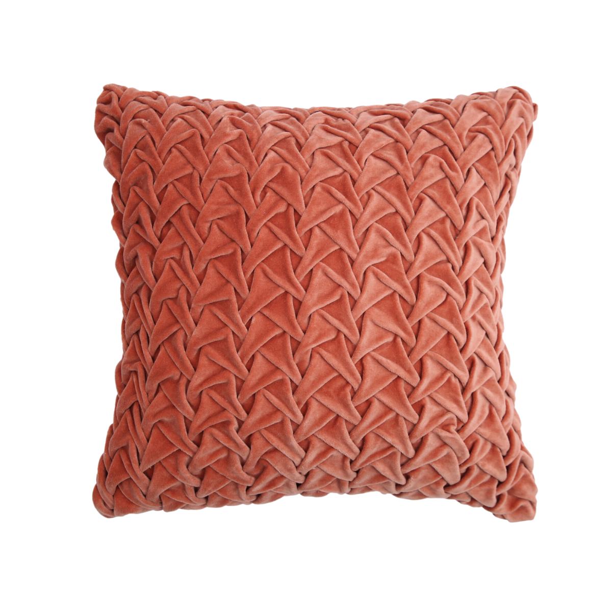 Hand Pleated Cross cinnamon Cushion Cover 18x18 inches | Verified Sustainable by Brown Living™