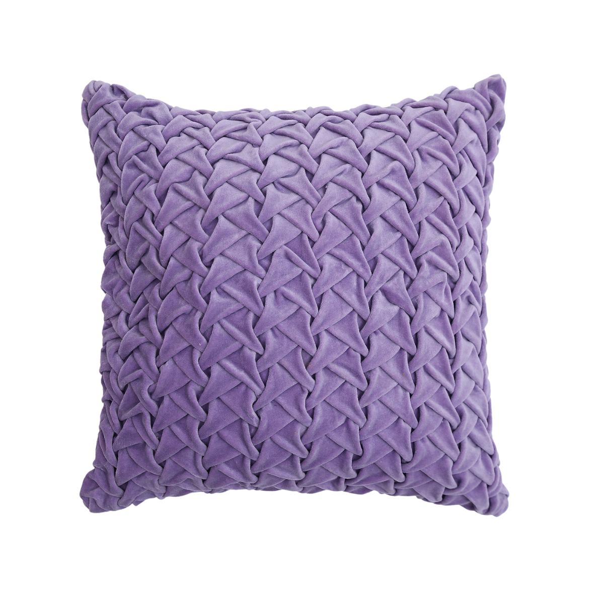 Hand Pleated Cross Lavender Cushion Cover 18x18 inches | Verified Sustainable by Brown Living™