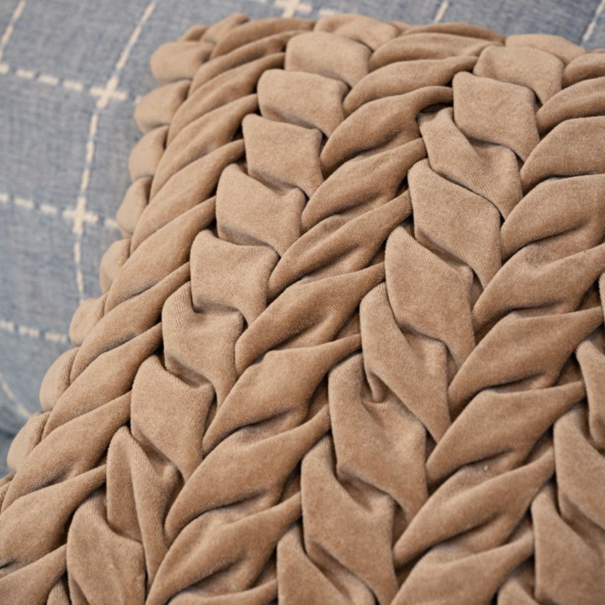 Hand Pleated Petal Mocha Cushion Cover 18x18 inches | Verified Sustainable by Brown Living™
