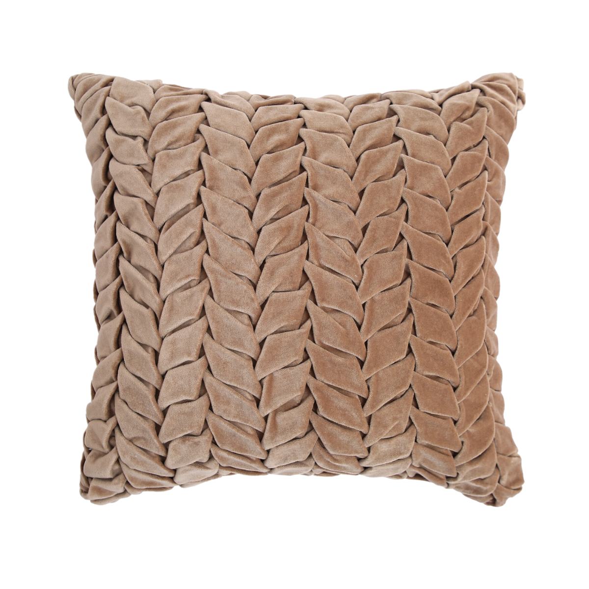 Hand Pleated Petal Mocha Cushion Cover 18x18 inches | Verified Sustainable by Brown Living™