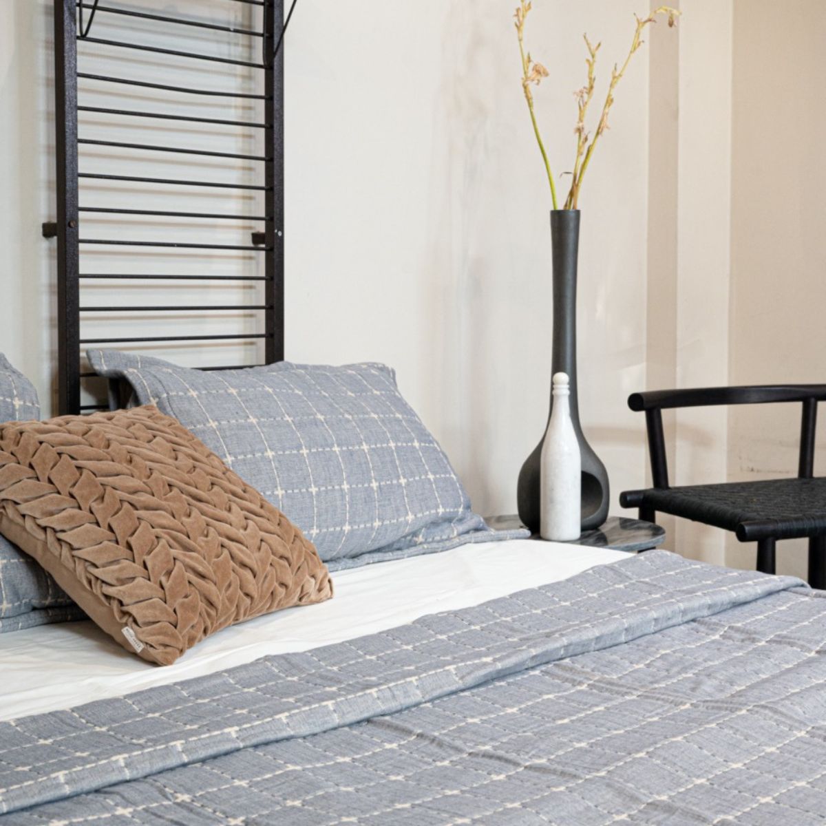 Hand Pleated Petal Mocha Cushion Cover 18x18 inches | Verified Sustainable by Brown Living™