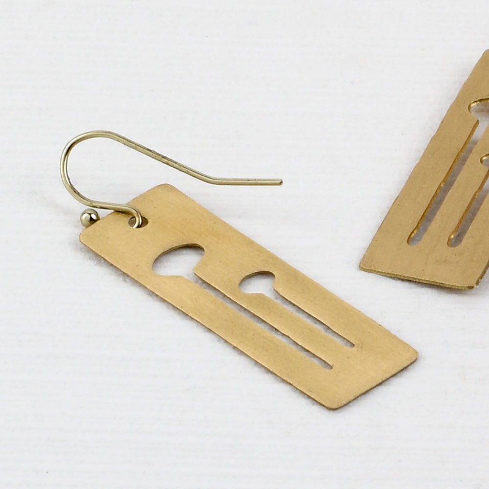 Handcrafted Brass Geometrical Design Earrings | Verified Sustainable by Brown Living™