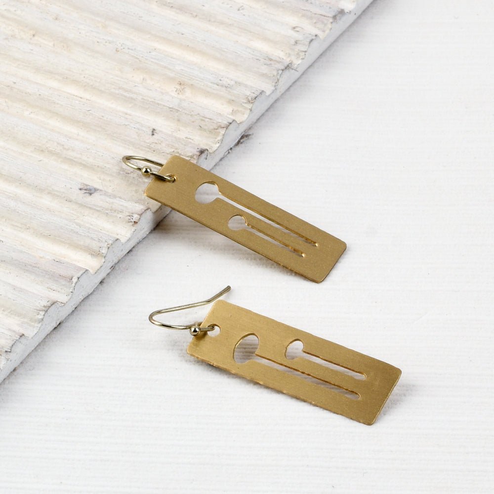 Handcrafted Brass Geometrical Design Earrings | Verified Sustainable by Brown Living™