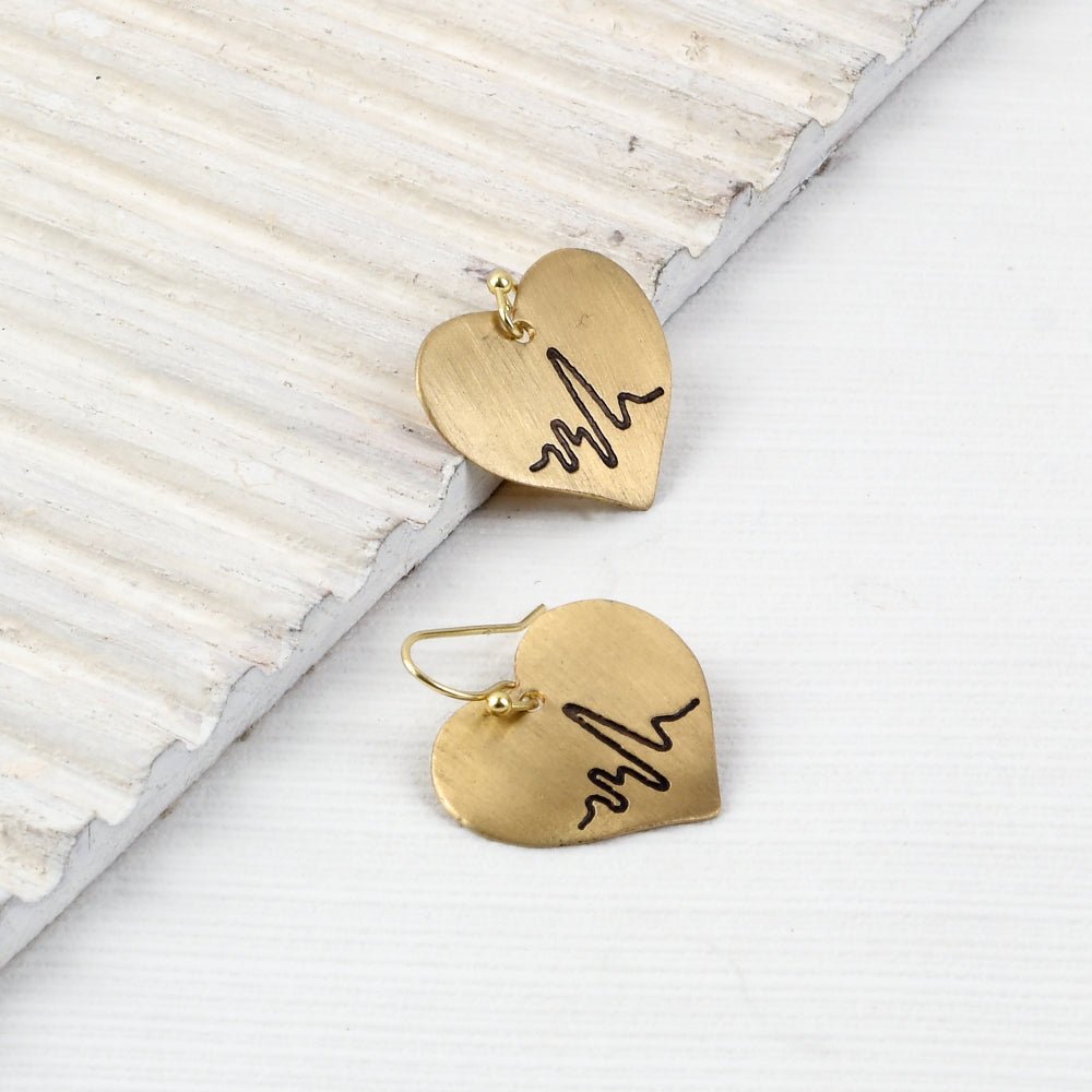 Handcrafted Brass Heart Shaped Earrings | Verified Sustainable by Brown Living™