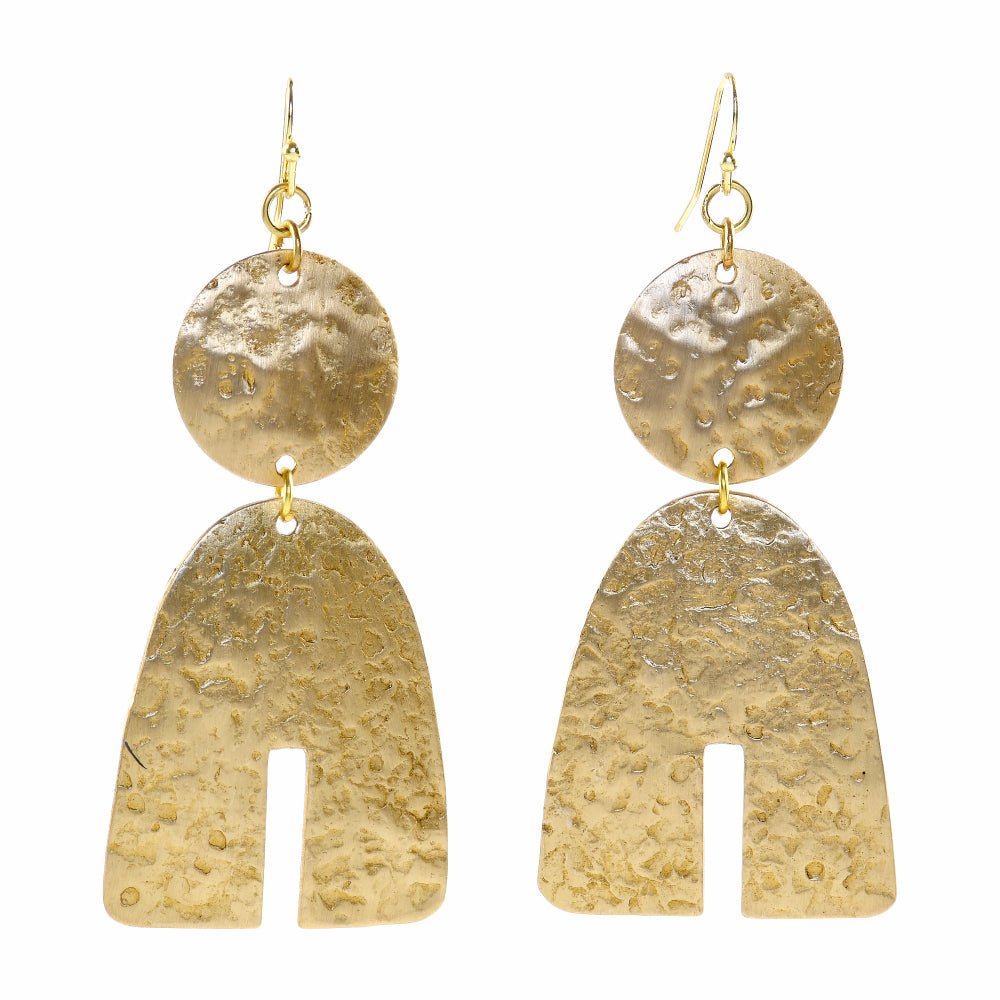 Handcrafted Brass Textured Earrings | Verified Sustainable by Brown Living™
