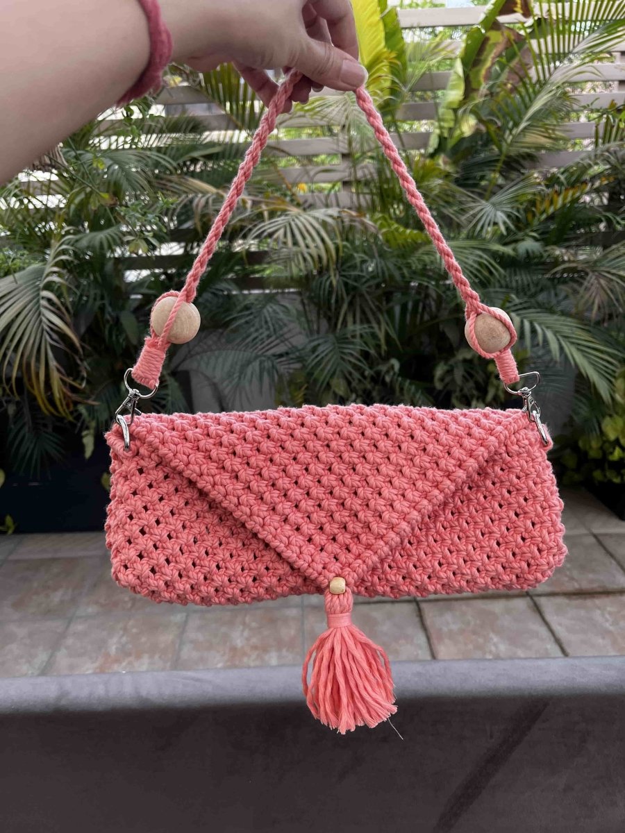 Handcrafted Macrame Shoulder Bag with Detachable Belt | Verified Sustainable by Brown Living™