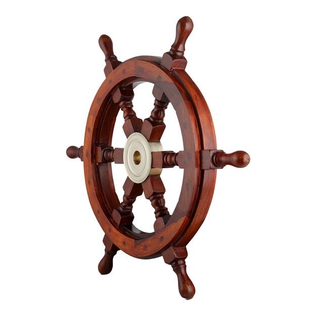 Handicrafts Wooden Ship Wheel Wall Hanging - 18 Inches | Verified Sustainable by Brown Living™