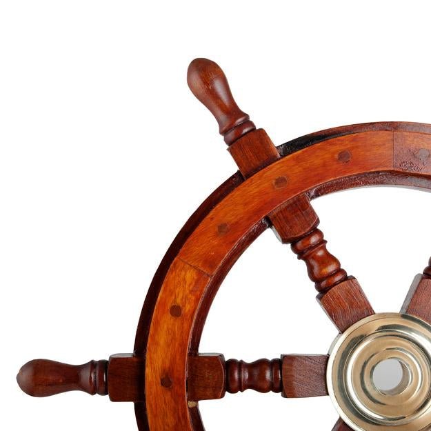 Handicrafts Wooden Ship Wheel Wall Hanging - 18 Inches | Verified Sustainable by Brown Living™