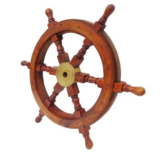 Handicrafts Wooden Ship Wheel Wall Hanging - 18 Inches | Verified Sustainable by Brown Living™