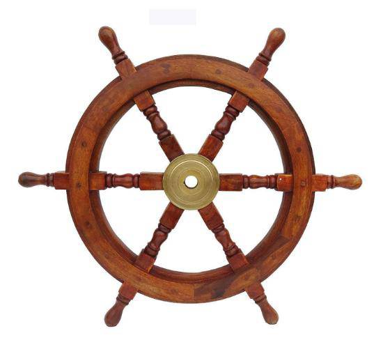 Handicrafts Wooden Ship Wheel Wall Hanging - 18 Inches | Verified Sustainable by Brown Living™