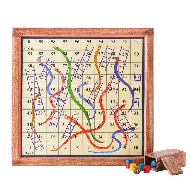 Handmade Wooden 2 in 1 Ludo Magnetic Snakes and Ladders Board Game – Learning & Educational Toys on Brown Living™. SKU: 1183. Img 3.