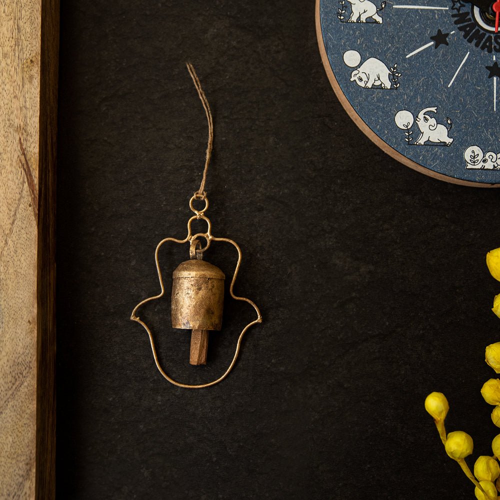 Handmade Copper Bell - Hamsa design | Verified Sustainable by Brown Living™