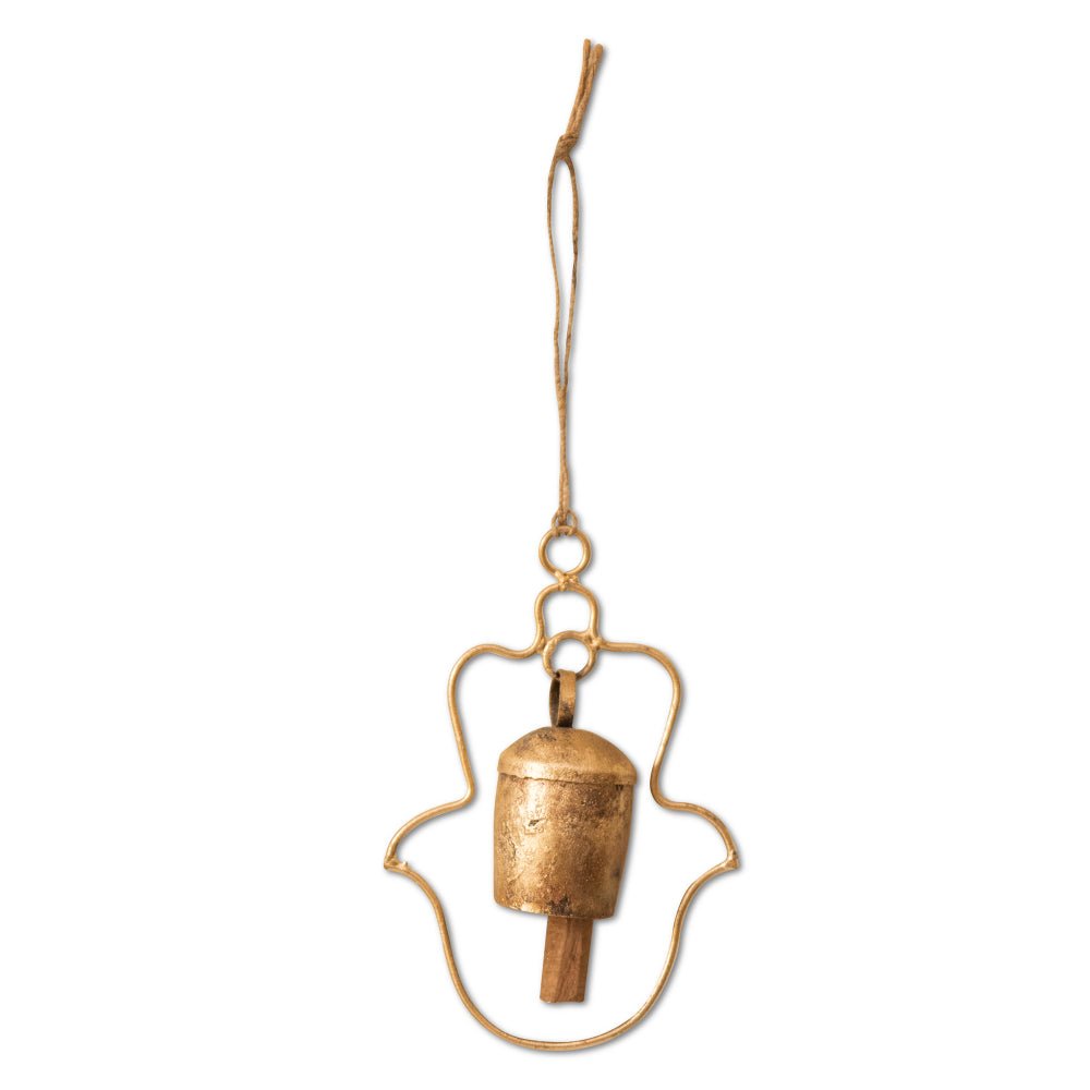 Handmade Copper Bell - Hamsa design | Verified Sustainable by Brown Living™