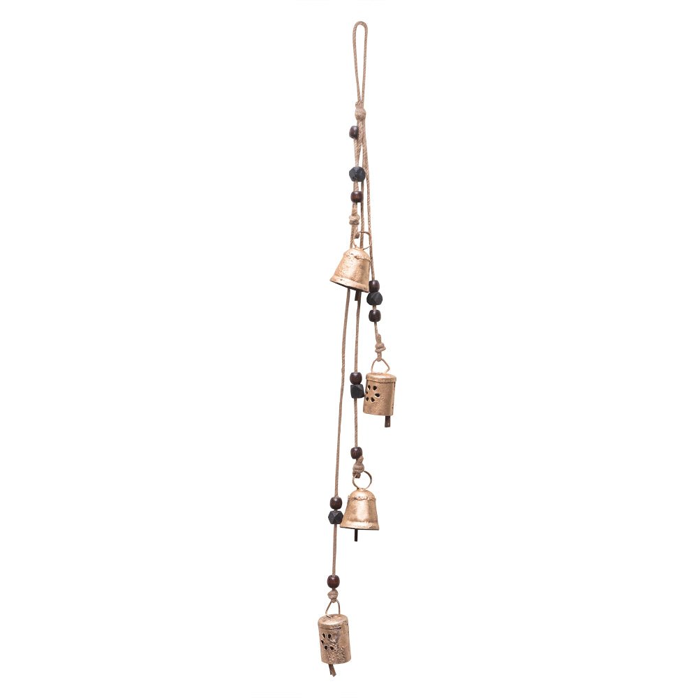 Handmade Copper Flower Carved Bell Four in one | Verified Sustainable by Brown Living™