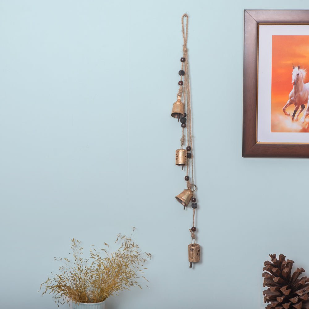 Handmade Copper Flower Carved Bell Four in one | Verified Sustainable by Brown Living™