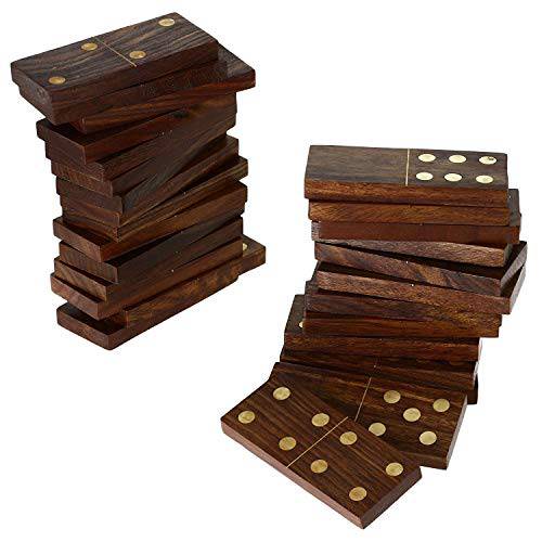 Handcrafted Wooden Domino Game Set | Open Boat Tray and Pieces | Verified Sustainable by Brown Living™