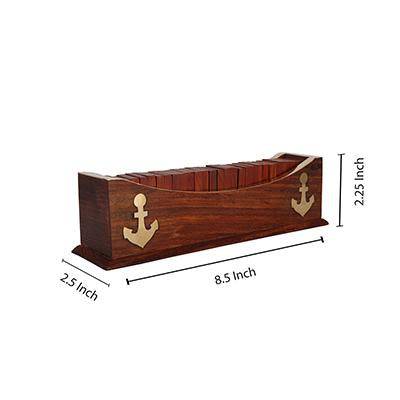 Handcrafted Wooden Domino Game Set | Open Boat Tray and Pieces | Verified Sustainable by Brown Living™