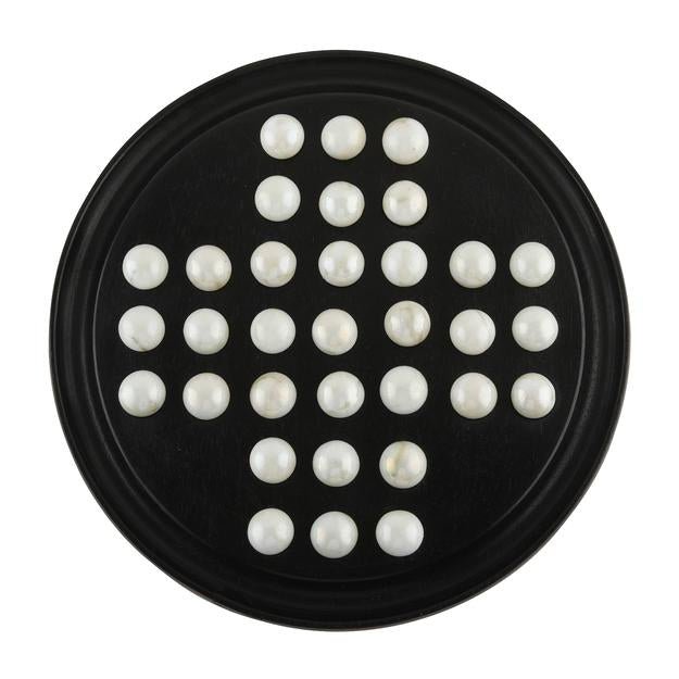 Handmade Wooden Solitaire Board Game with White Glass Marble – Learning & Educational Toys on Brown Living™. SKU: 1007418. Img 10.