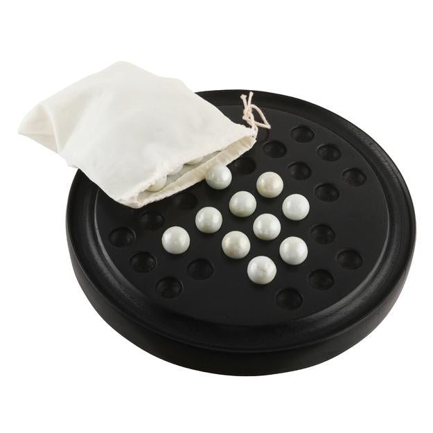 Handmade Wooden Solitaire Board Game with White Glass Marble – Learning & Educational Toys on Brown Living™. SKU: 1007418. Img 13.