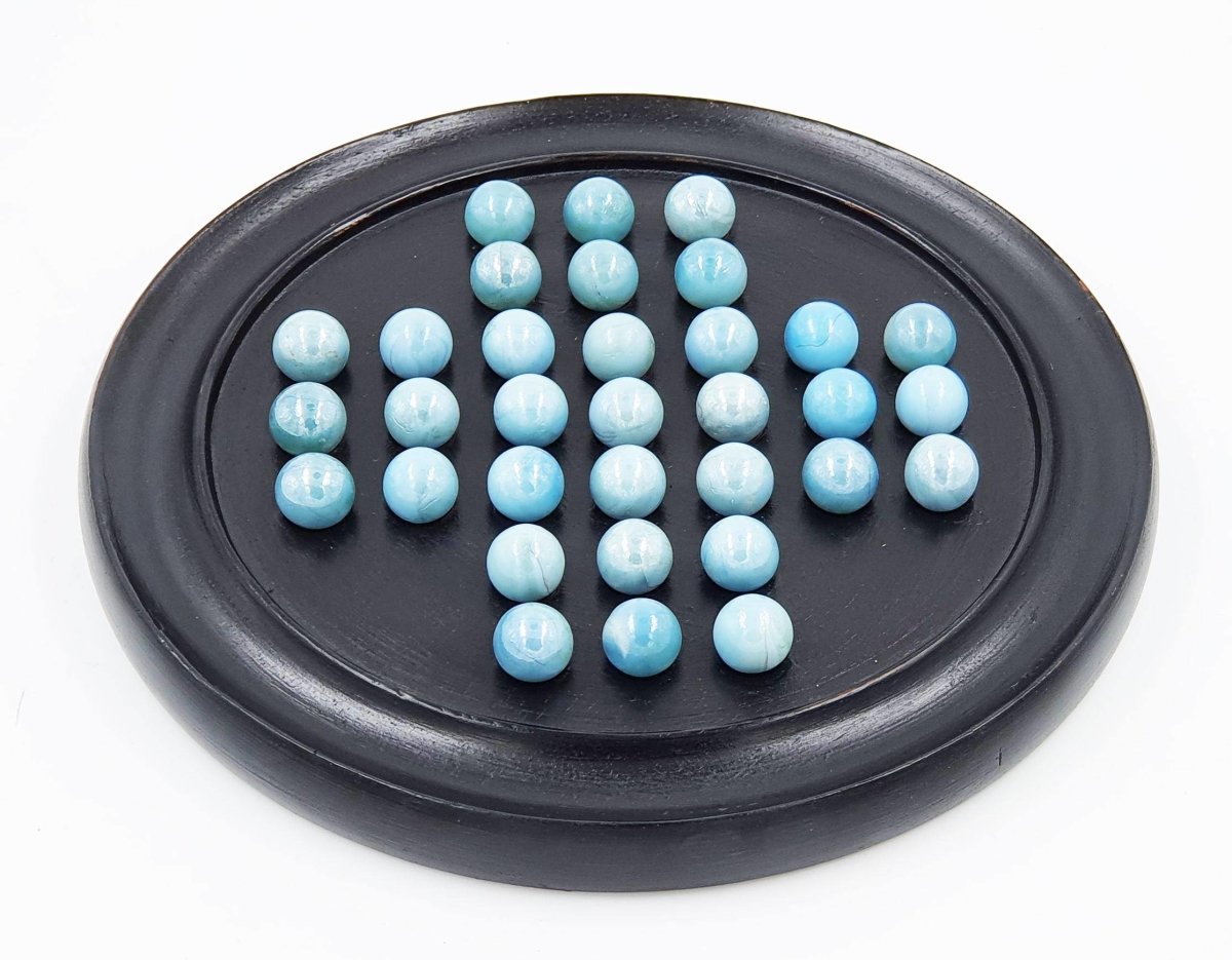Games Solitaire Board in Wood with Glass Marbles Brainvita (Black) – Learning & Educational Toys on Brown Living™. SKU: 1223417. Img 3.