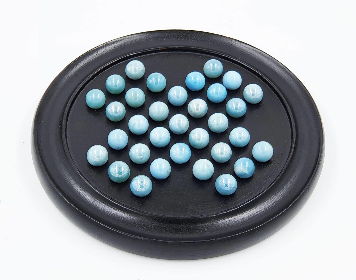 Games Solitaire Board in Wood with Glass Marbles Brainvita (Black) – Learning & Educational Toys on Brown Living™. SKU: 1223417. Img 1.