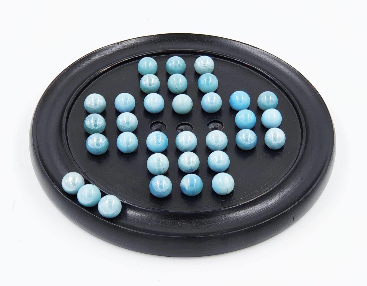 Games Solitaire Board in Wood with Glass Marbles Brainvita (Black) – Learning & Educational Toys on Brown Living™. SKU: 1223417. Img 4.
