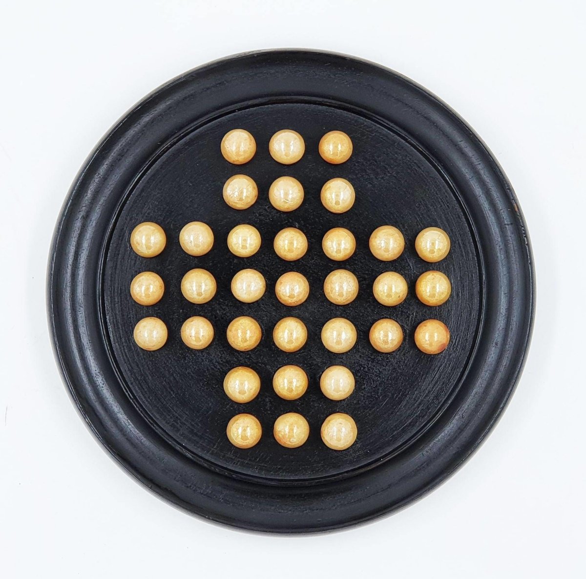 Handmade Indian Wooden Glass and Marble Solitaire Board Game | Verified Sustainable by Brown Living™
