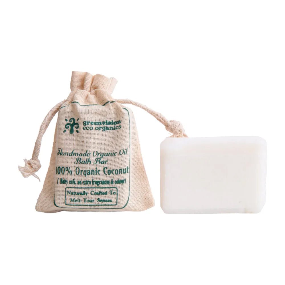 Handmade Organic Oil Bath Bar - 100% Organic Coconut (Baby safe - no added fragrance & colour) 100g - Pack of 2 | Verified Sustainable by Brown Living™
