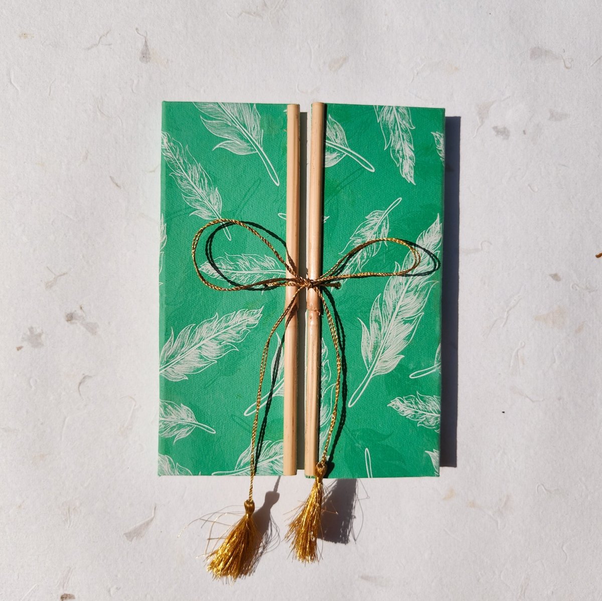 Handmade Paper Bamboo Hardcover Notebook | Feather | Verified Sustainable by Brown Living™